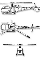 Plans 3 vues alouette II